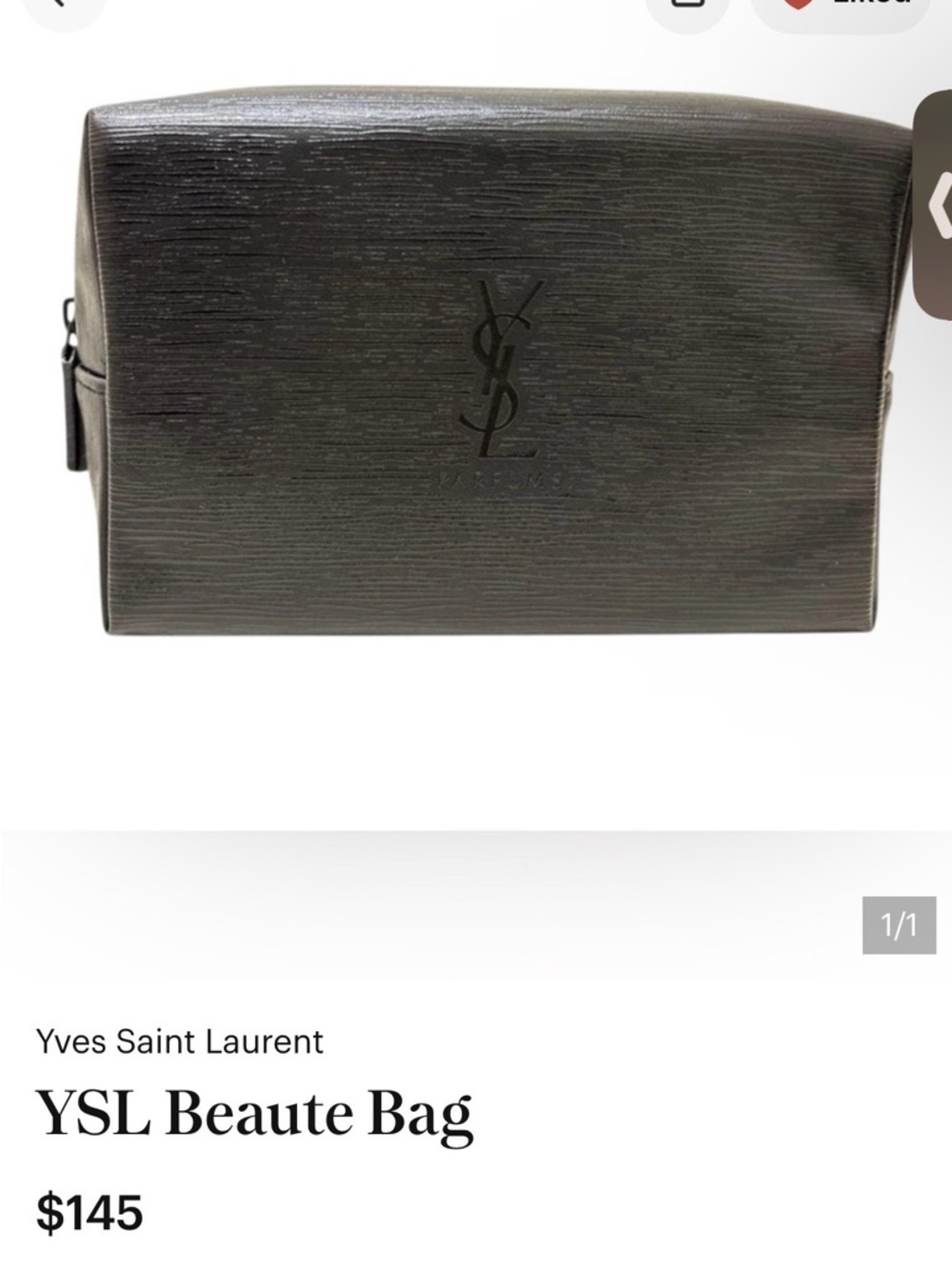 Yves Saint Laurent Black Textured Leather Toiletry Pouch
